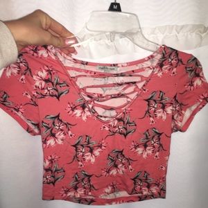 Pink floral crop top